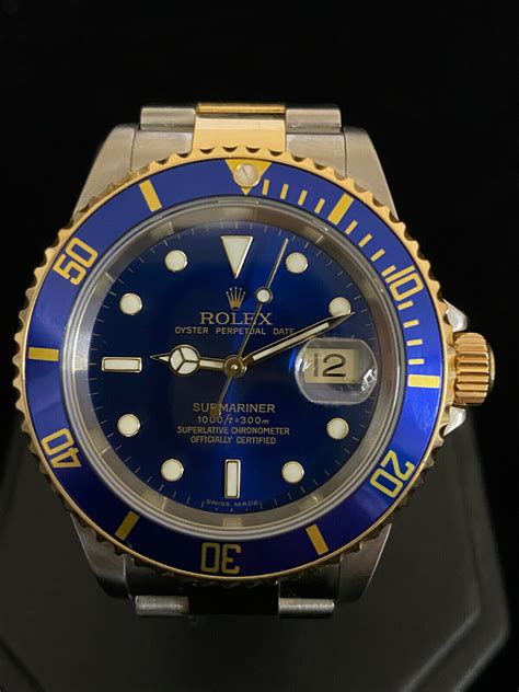 blue and gold rolex sub|Rolex submariner blue dial price.